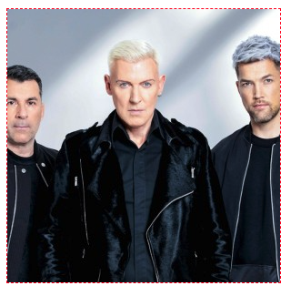 A group shot of Scooter that has had it's contrast increased