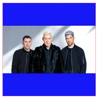 A group shot of Scooter that has blue space around it