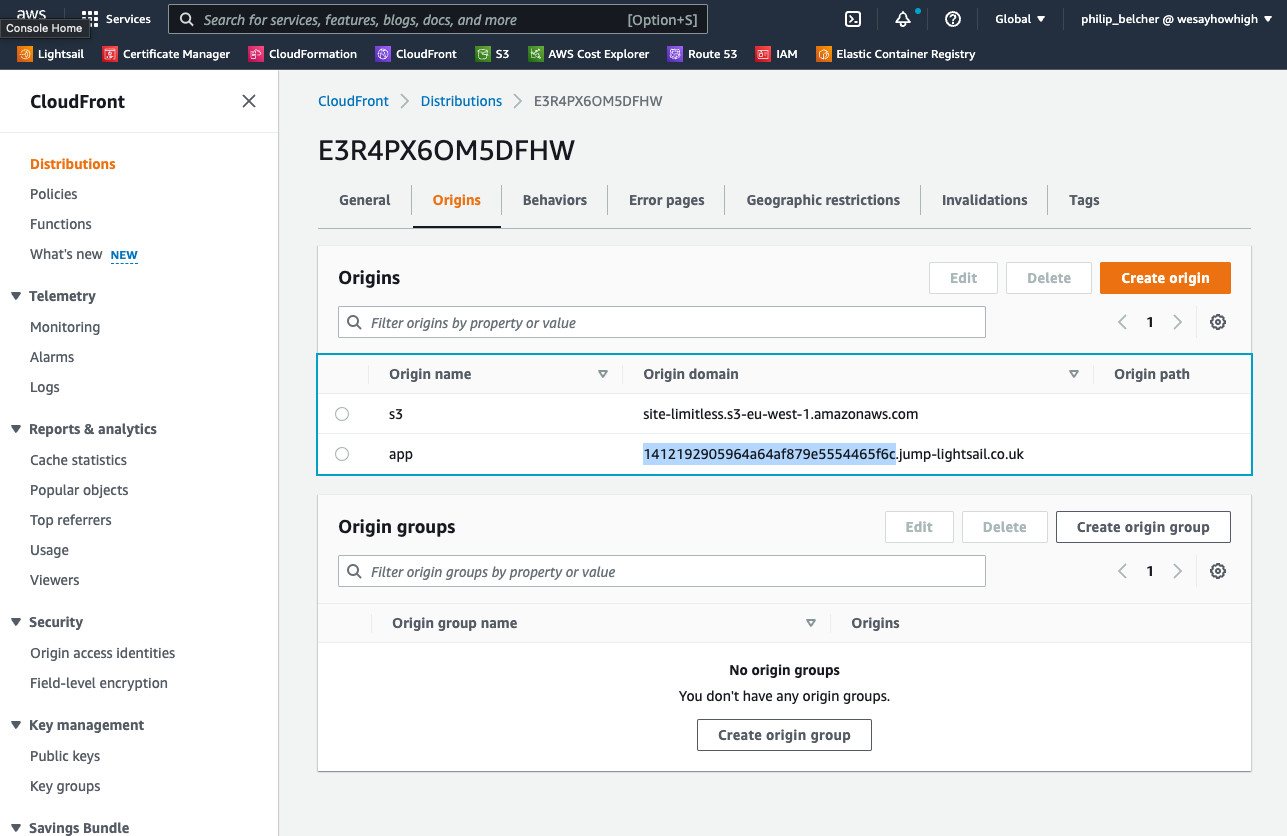 Finding the jump lightsail dns record name!