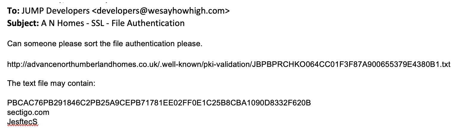 SSL certificate authentication file email